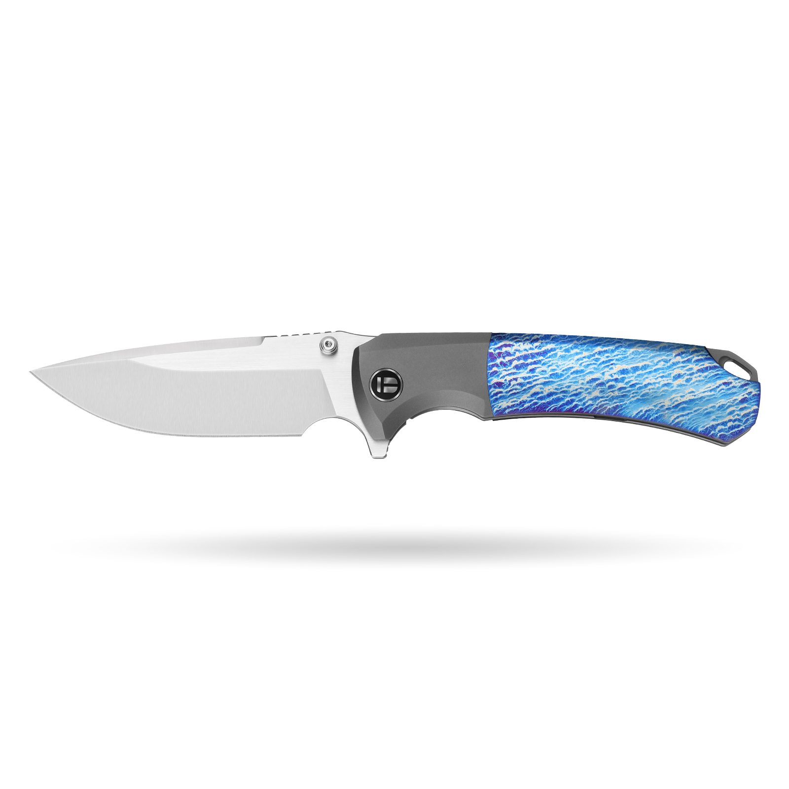 1 Granite Frontier × Boone Forge "Tide" Titanium & Wave Timascus Frame Lock Knife (3.77" M390 Blade) - Image 1