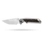Granite Frontier × Boone Forge "Apex" Titanium & Gold Shred Carbon Fiber Knife (3.7" M390 Blade)