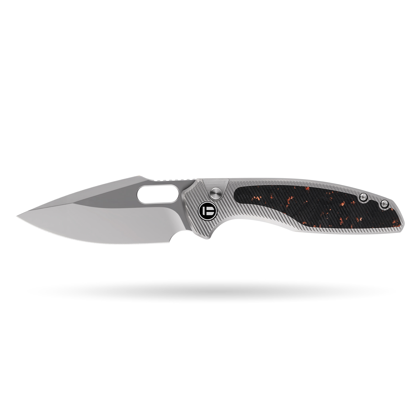 1 Granite Frontier × Boone Forge "Ember" Titanium & Lava Carbon Fiber Button Lock Knife (3.38" M390 Blade) - Image 1