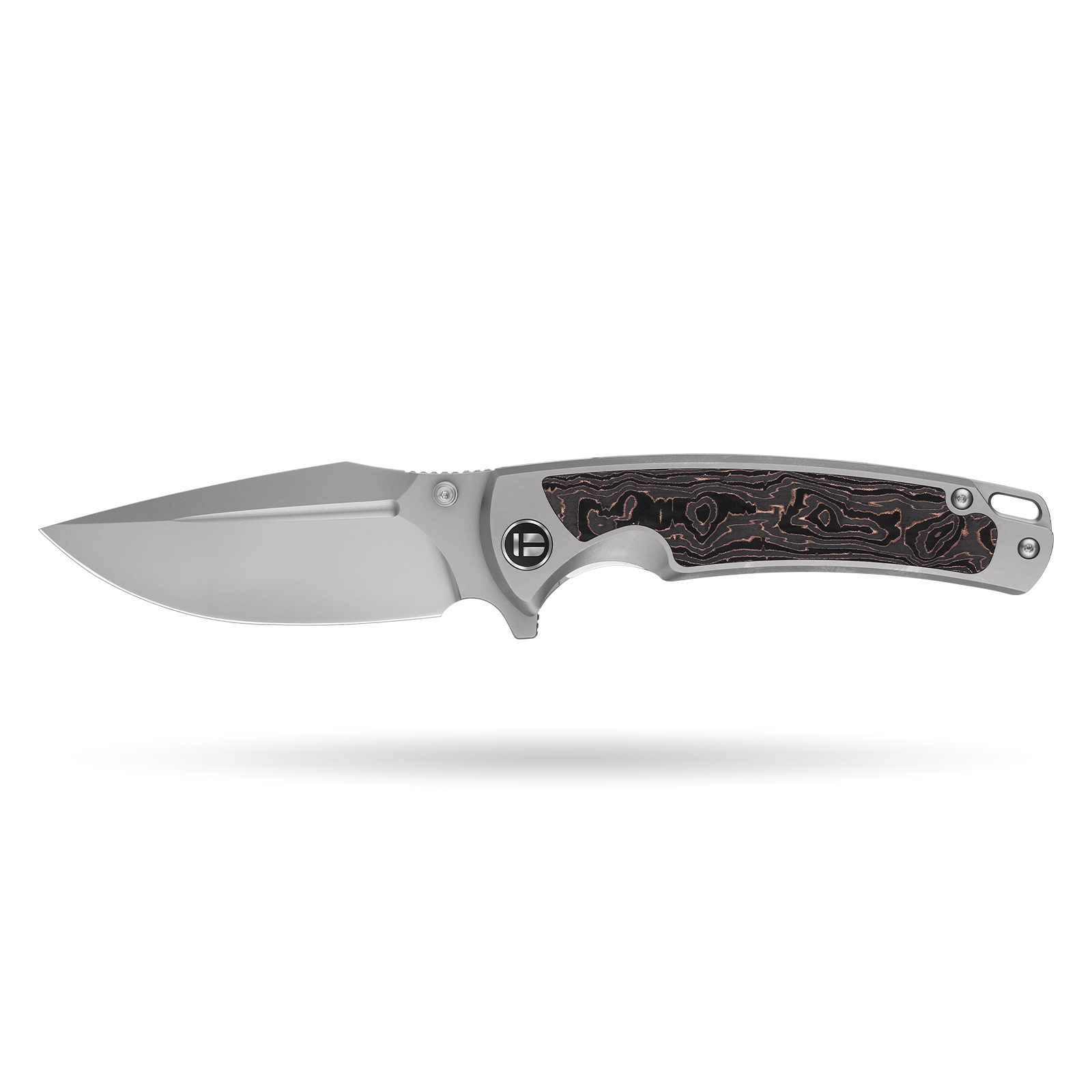 1 Granite Frontier × Boone Forge "Strata" Titanium & Patterned Carbon Fiber Knife (3.75" M390 Blade) - Image 1