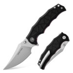 Granite Frontier × Boone Forge "Raptor" Black Textured G10 & 14C28N Tactical Folder (3.81" Blade)