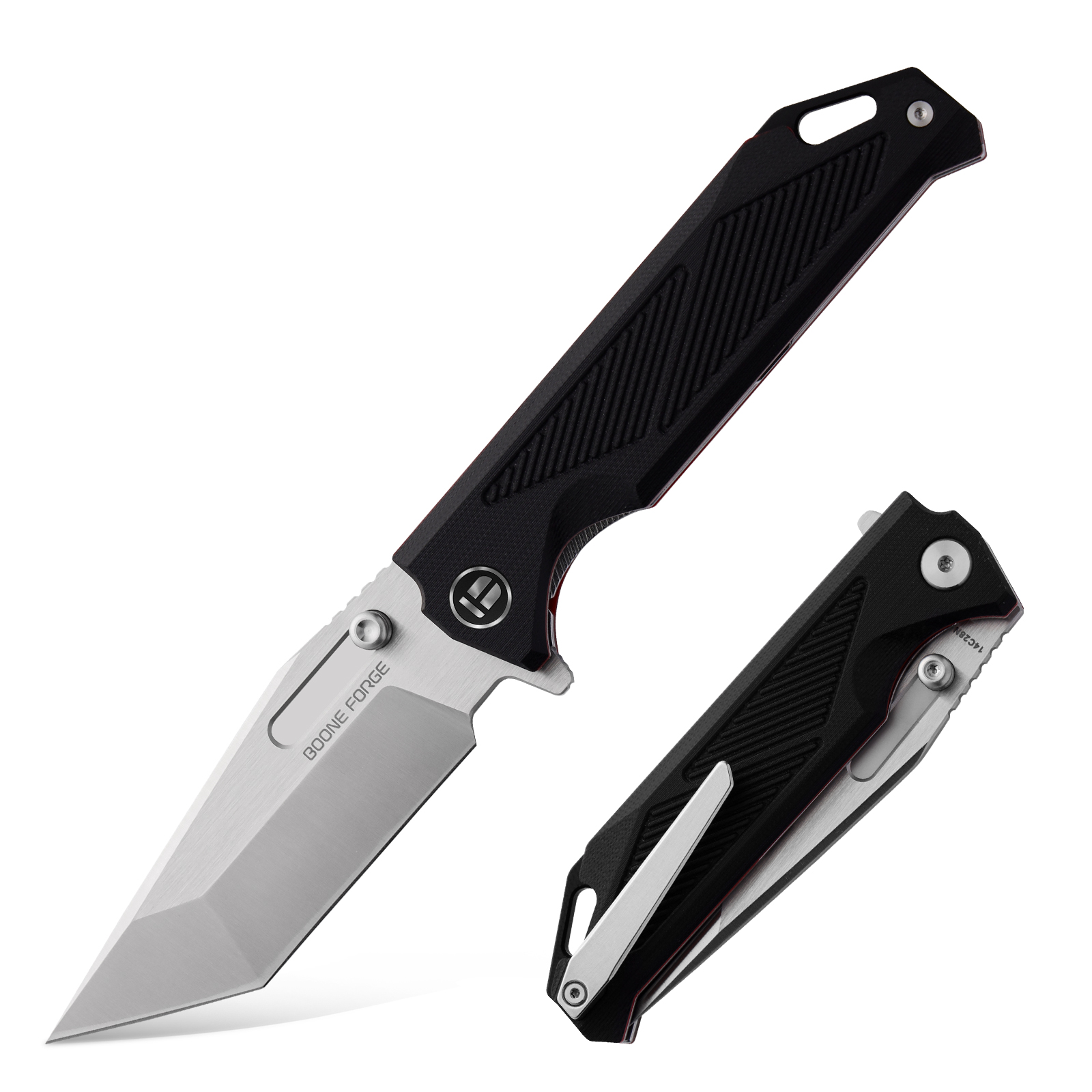 1、首图 Granite Frontier × Boone Forge "Titan" Tactical Tanto Folder (3.94" Sandvik 14C28N Blade) - Image 1