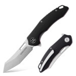 Granite Frontier × Boone Forge "Razor" Black G10 & Sandvik 14C28N Tanto Folder (3.34" Blade)