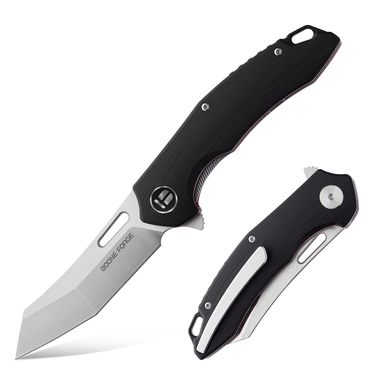 1、首图 Granite Frontier × Boone Forge "Razor" Black G10 & Sandvik 14C28N Tanto Folder (3.34" Blade) - Image 1